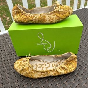 New Sam Edelman Felicia Floral Jacquard Ballet Flat, Size 4, Youth Shoes
